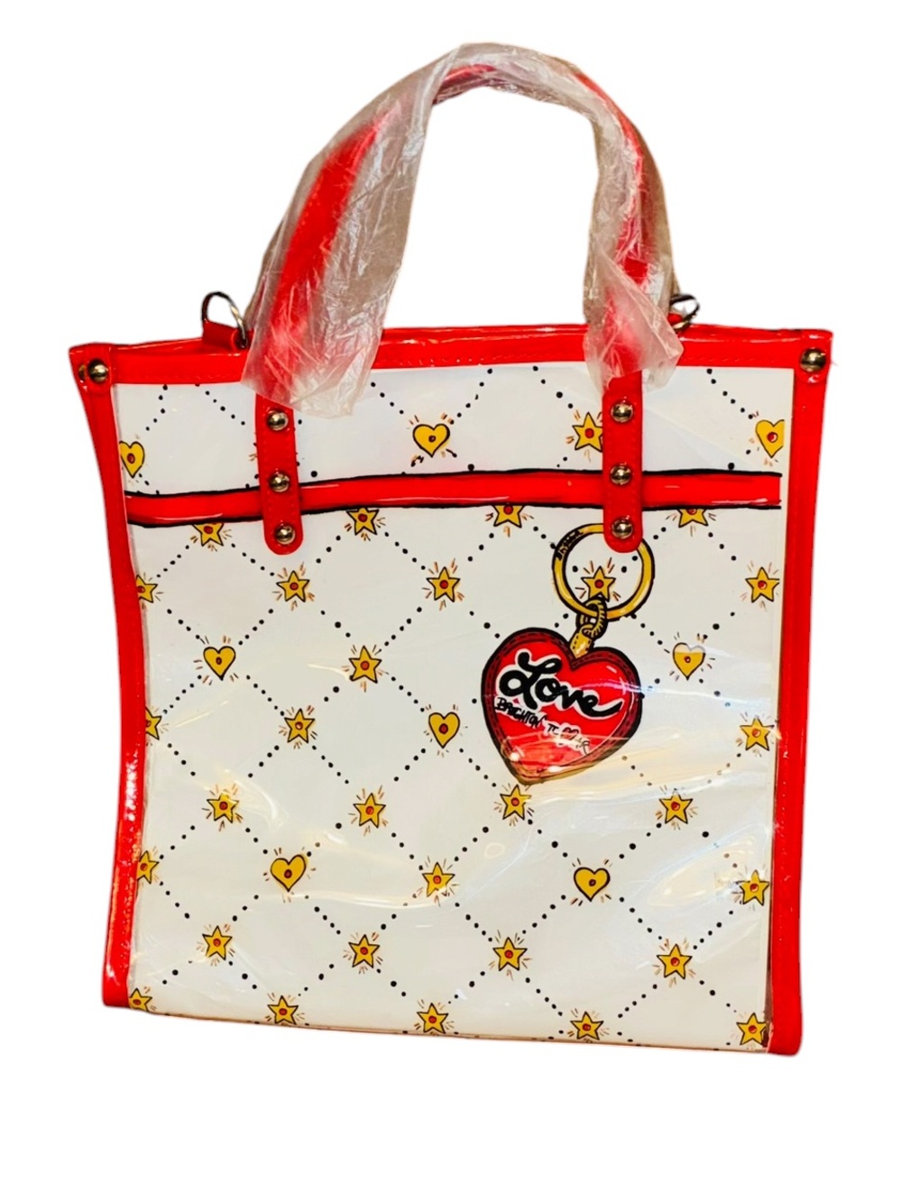 Brighton Celebrate VIP" clear vinyl tote bag purse small bag & strap set - Picture 2 of 6